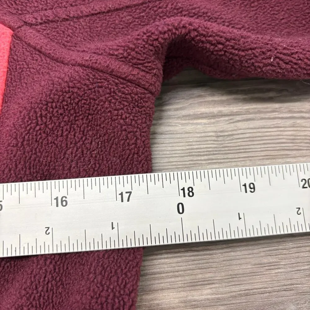 The North Face Maroon Coral Color Block Womens S Fleece Full Zip Collared Jacket